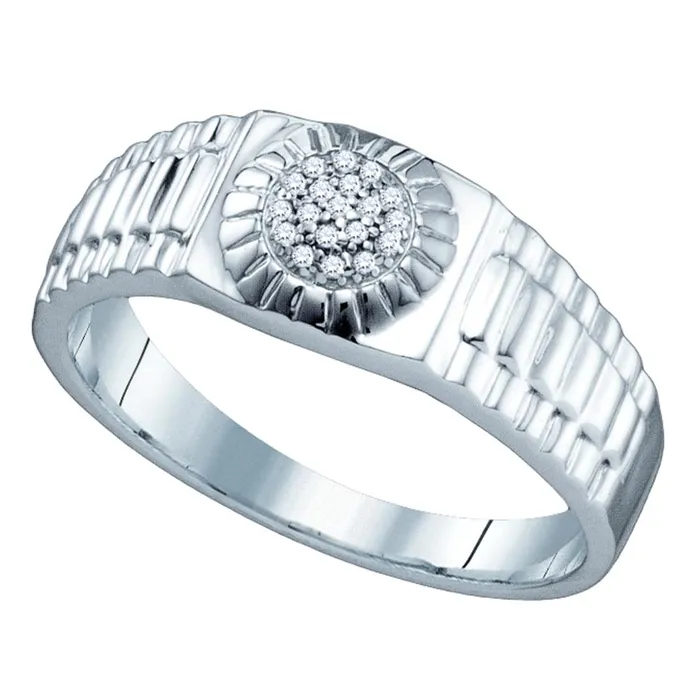 North Arrow Shop Rings sterling silver mens round diamond cluster ribbed ring 120 cttw74038 North Arrow Shop Rings sterling silver mens round diamond cluster ribbed ring 120 cttw74038