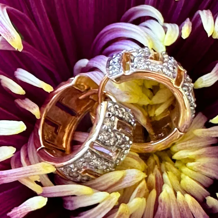 ONeills Estate Jewelry Earrings 14 Karat Diamond Hoop Earrings 53700354 ONeills Estate Jewelry Earrings 14 Karat Diamond Hoop Earrings 53700354