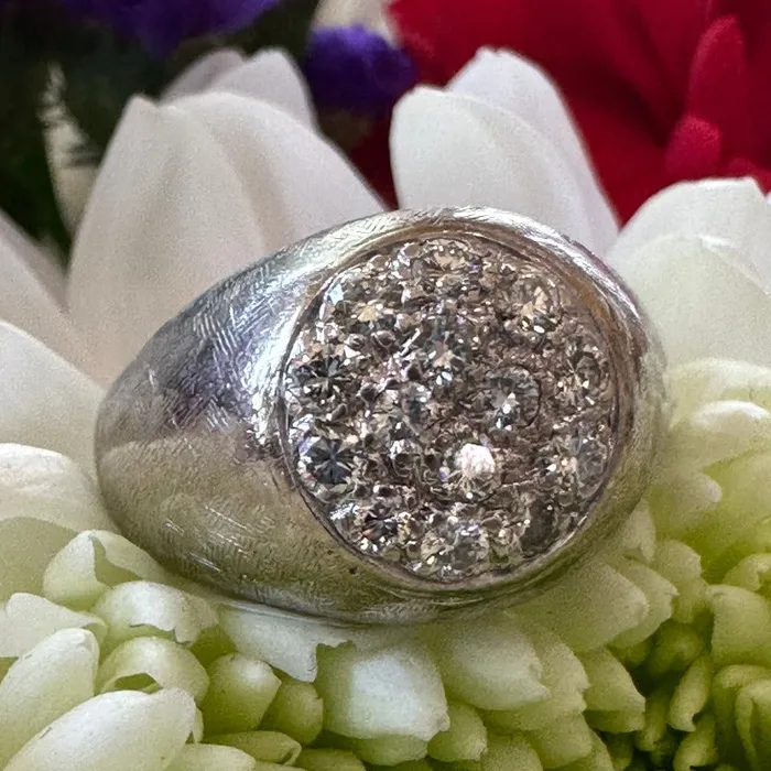 ONeills Estate Jewelry Rings 14 Karat White Gold Mens Cluster Diamond Ring 15500009 ONeills Estate Jewelry Rings 14 Karat White Gold Mens Cluster Diamond Ring 15500009