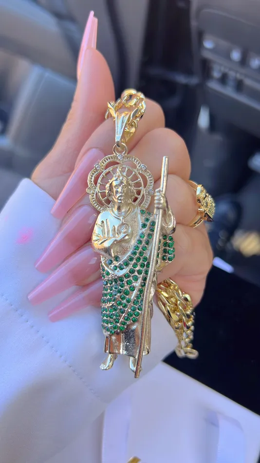 Paved San Judas Verde Necklace MP Jewelry Necklaces