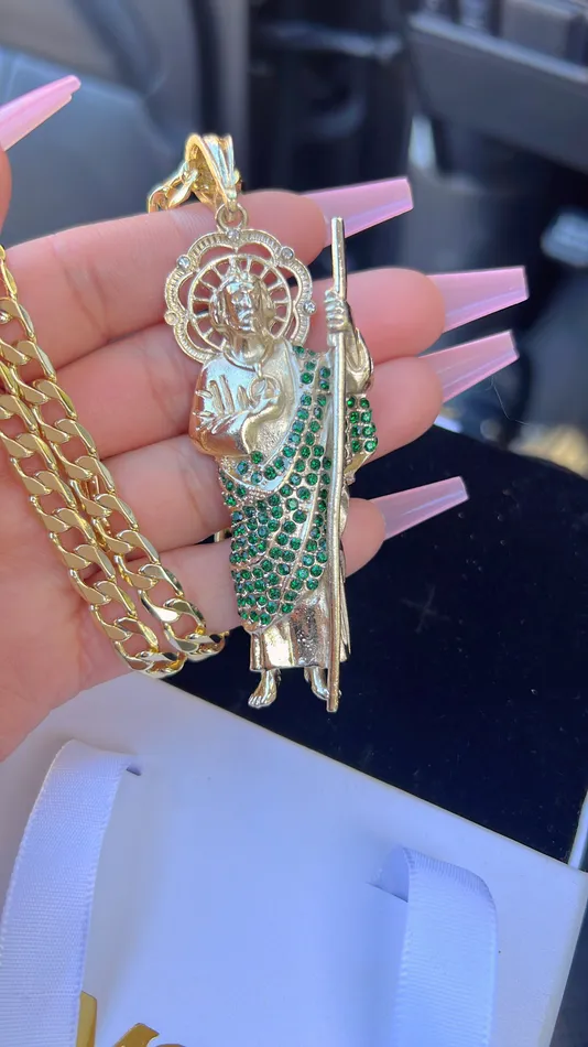 Paved San Judas Verde Necklace MP Jewelry Necklaces