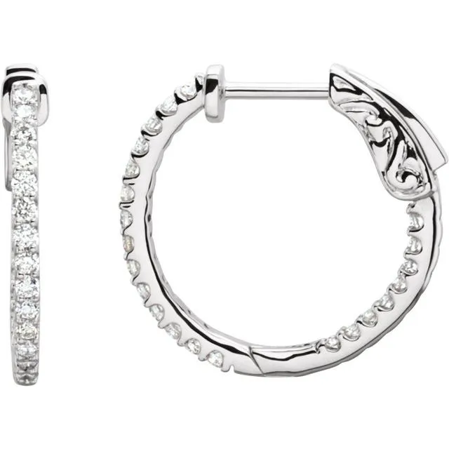 Platinum 12 CTW Diamond InsideOutside 19 mm Hoop Earrings TreasureFineJewelers Earrings Platinum 12 CTW Diamond InsideOutside 19 mm Hoop Earrings TreasureFineJewelers Earrings
