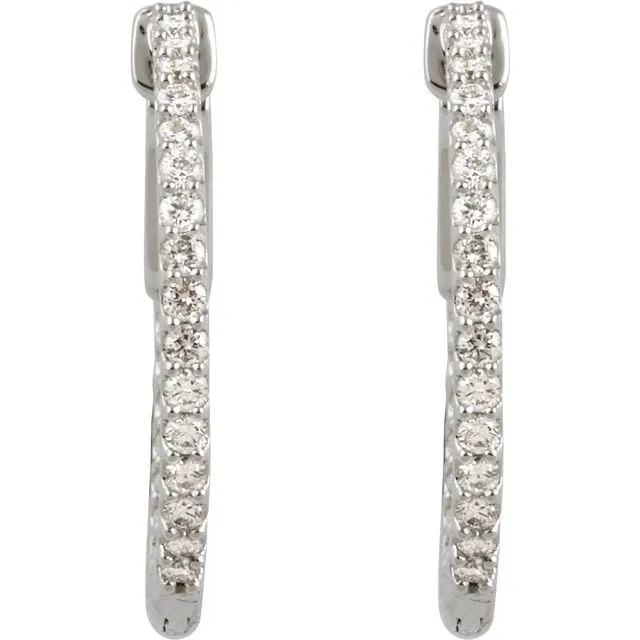 Platinum 12 CTW Diamond InsideOutside 19 mm Hoop Earrings TreasureFineJewelers Earrings