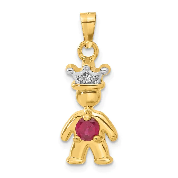 PreStyled Sets TreasureFineJewelers 14k Yellow Gold Diamond and Synthetic July Birthstone Boy Pendant PreStyled Sets TreasureFineJewelers 14k Yellow Gold Diamond and Synthetic July Birthstone Boy Pendant