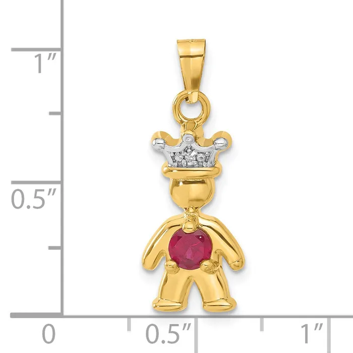 PreStyled Sets TreasureFineJewelers 14k Yellow Gold Diamond and Synthetic July Birthstone Boy Pendant