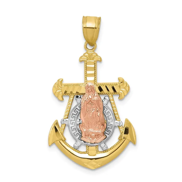 Rings 10k Twotone Mariner Blessed Mother Pendant TreasureFineJewelers