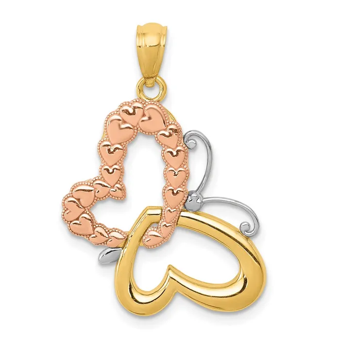 Rings 14k Twotone Gold wWhite Rhodium Butterfly wHearts Pendant TreasureFineJewelers Rings 14k Twotone Gold wWhite Rhodium Butterfly wHearts Pendant TreasureFineJewelers