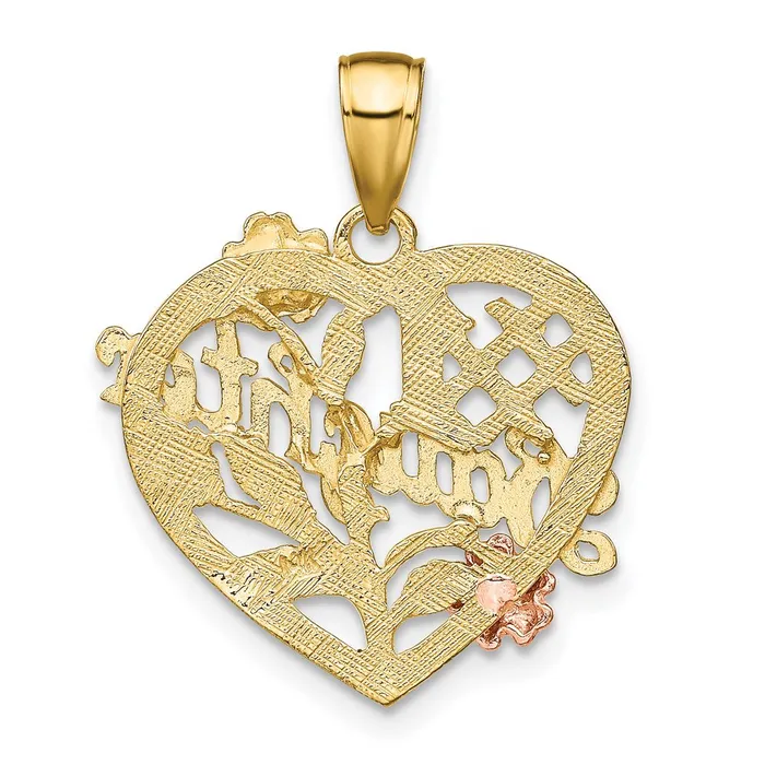 Rings 14k Twotone wWhite Rhodium 1 DAUGHTER Heart Charm TreasureFineJewelers
