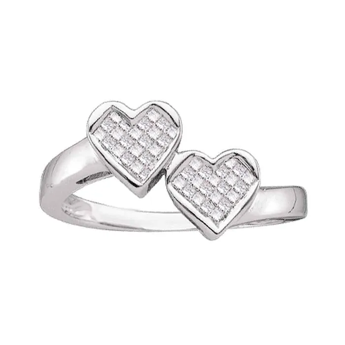 Rings 14kt white gold womens princess diamond double heart love ring 14 cttw25950 North Arrow Shop Rings 14kt white gold womens princess diamond double heart love ring 14 cttw25950 North Arrow Shop
