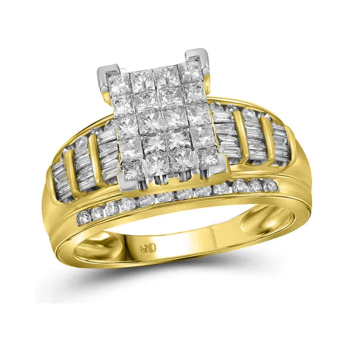 Rings North Arrow Shop 14kt yellow gold womens princess diamond cluster bridal wedding engagement ring 200 cttw size 538468 Rings North Arrow Shop 14kt yellow gold womens princess diamond cluster bridal wedding engagement ring 200 cttw size 538468