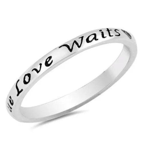 Rings North Arrow Shop True Love Waits Ring Sterling Silver Thin Band for Girls Rings North Arrow Shop True Love Waits Ring Sterling Silver Thin Band for Girls