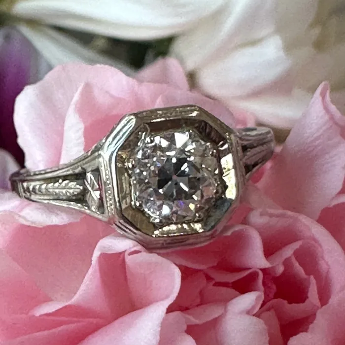 Rings ONeills Estate Jewelry 18 Karat White Gold Art Deco Diamond Ring 10001000 Rings ONeills Estate Jewelry 18 Karat White Gold Art Deco Diamond Ring 10001000