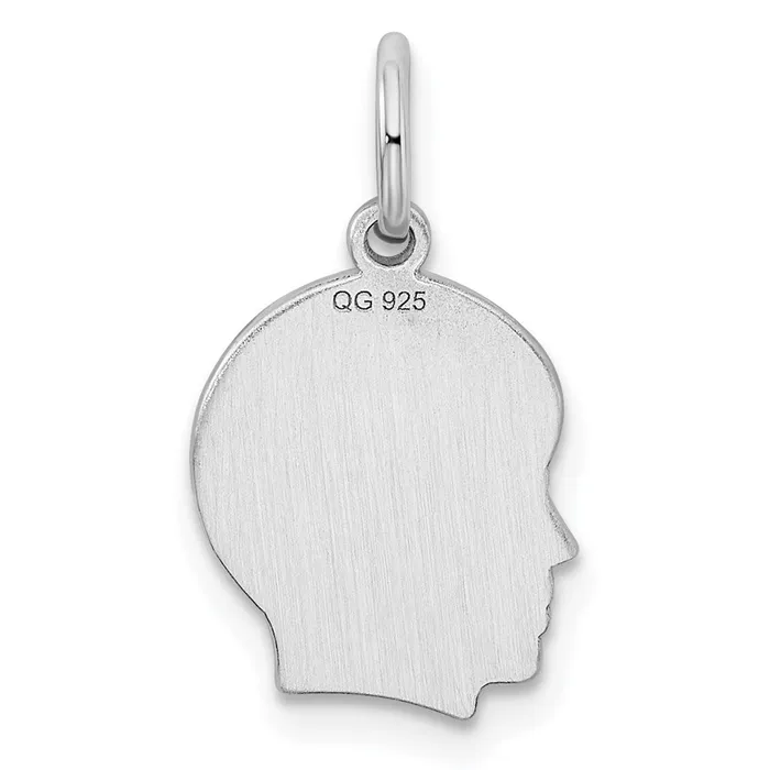 Rings Sterling Silver Rhplt Engraveable Boy Disc Charm Polish on FrontBack TreasureFineJewelers