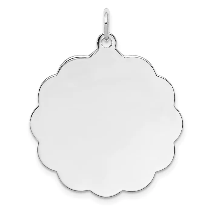 Rings Sterling Silver Rhplt Engraveable Polished FrontSatin Back Disc Charm TreasureFineJewelers Rings Sterling Silver Rhplt Engraveable Polished FrontSatin Back Disc Charm TreasureFineJewelers