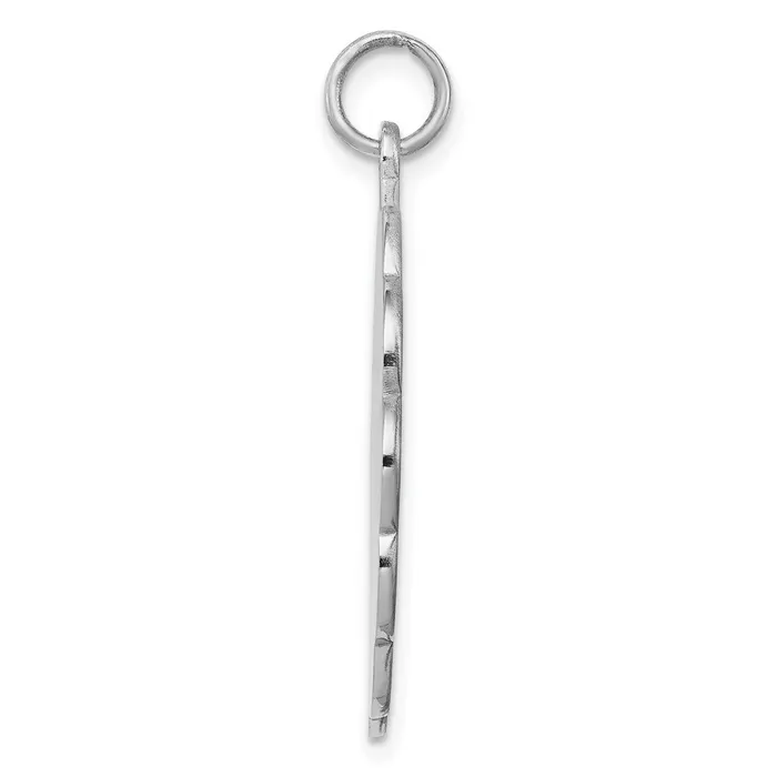 Rings Sterling Silver Rhplt Engraveable Polished FrontSatin Back Disc Charm TreasureFineJewelers