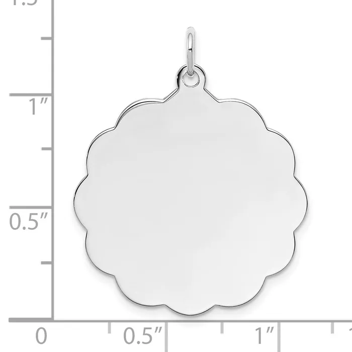 Rings Sterling Silver Rhplt Engraveable Polished FrontSatin Back Disc Charm TreasureFineJewelers