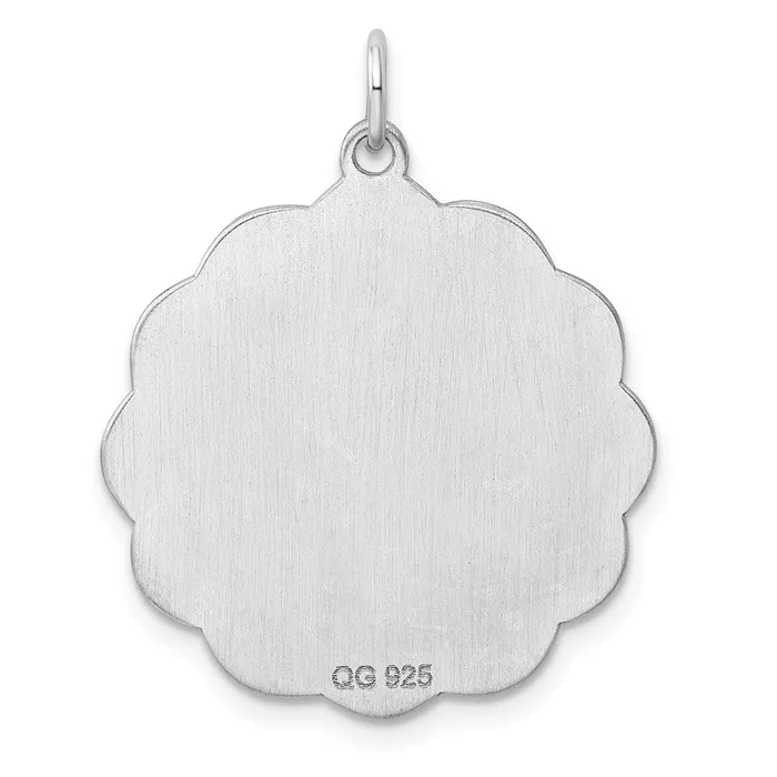 Rings Sterling Silver Rhplt Engraveable Polished FrontSatin Back Disc Charm TreasureFineJewelers