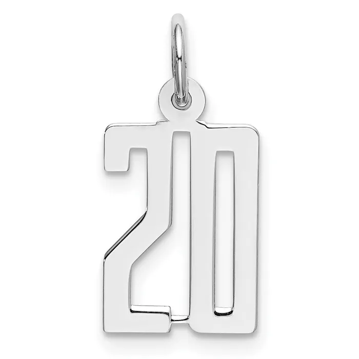 Rings Sterling SilverRhodiumplated Elongated Number 20 Charm TreasureFineJewelers Rings Sterling SilverRhodiumplated Elongated Number 20 Charm TreasureFineJewelers