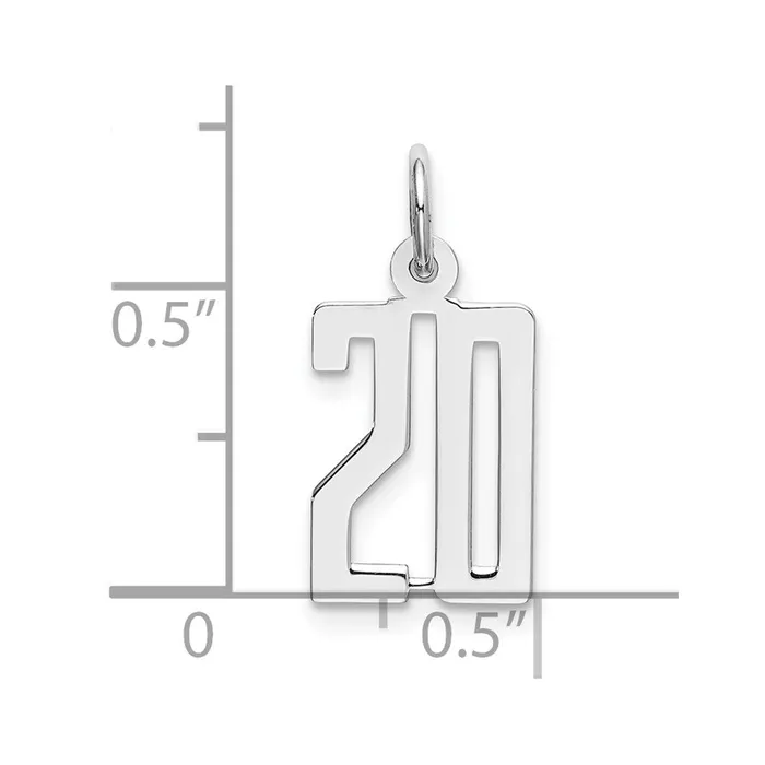 Rings Sterling SilverRhodiumplated Elongated Number 20 Charm TreasureFineJewelers