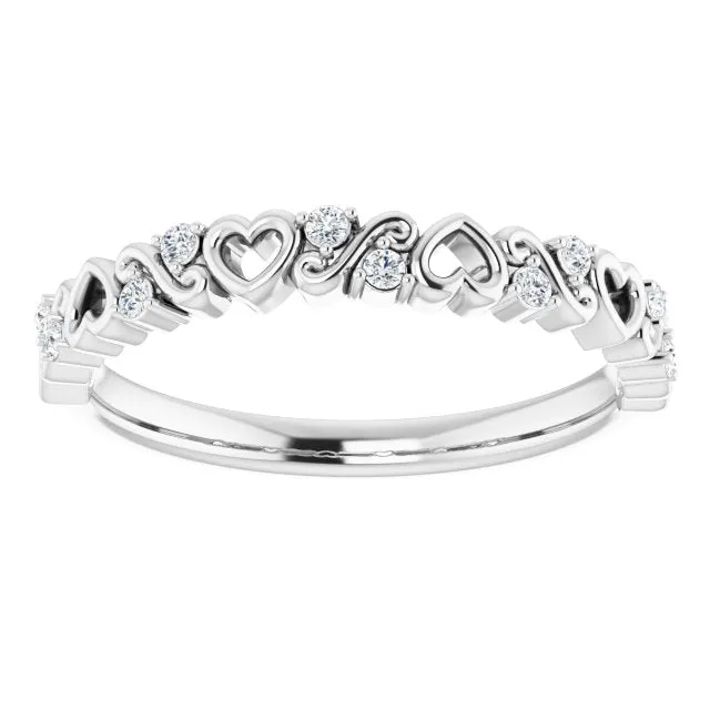 Rings TreasureFineJeweler 14K White 08 CTW Natural Diamond Heart Anniversary Band