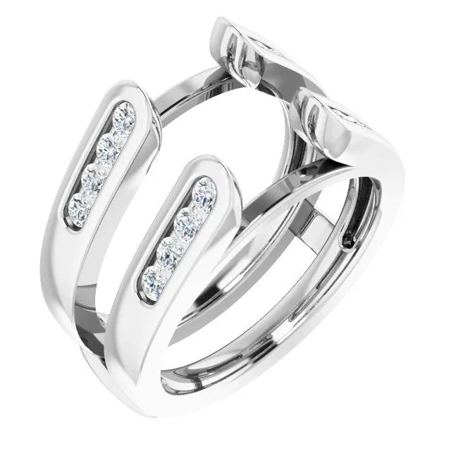 Rings TreasureFineJeweler 14K White 12 CTW Natural Diamond Ring Guard Rings TreasureFineJeweler 14K White 12 CTW Natural Diamond Ring Guard