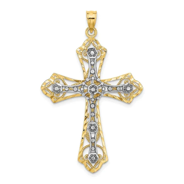 Rings TreasureFineJewelers 14K TwoTone and DC Filigree Cross Charm