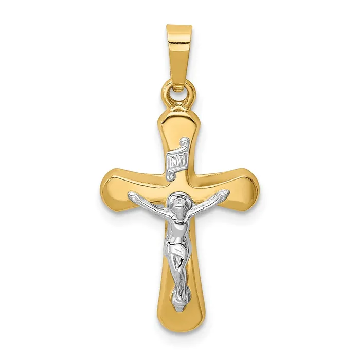 Rings TreasureFineJewelers 14k Twotone Polished Rounded Cross Pendant