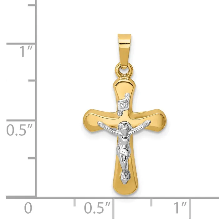 Rings TreasureFineJewelers 14k Twotone Polished Rounded Cross Pendant