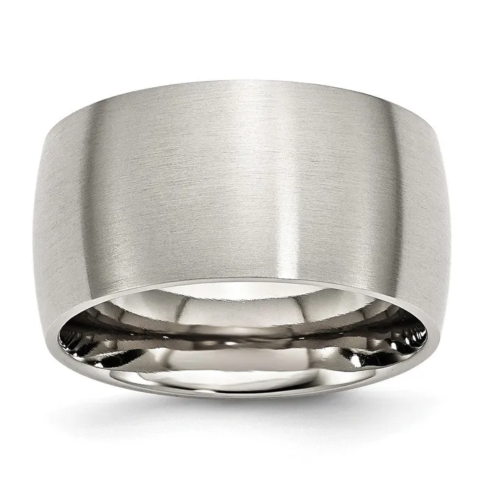 Rings TreasureFineJewelers Stainless Steel Brushed 12mm Half Round Band