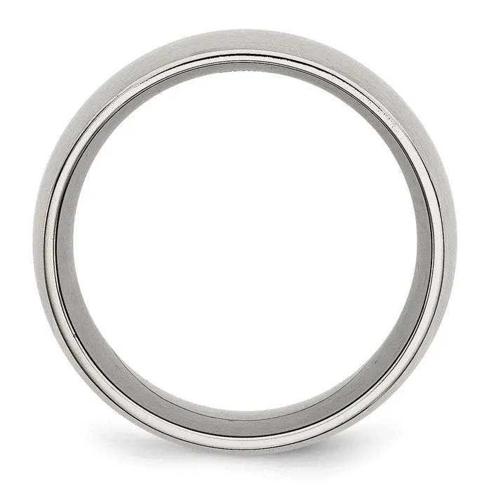 Rings TreasureFineJewelers Stainless Steel Brushed 12mm Half Round Band