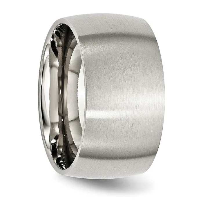 Rings TreasureFineJewelers Stainless Steel Brushed 12mm Half Round Band