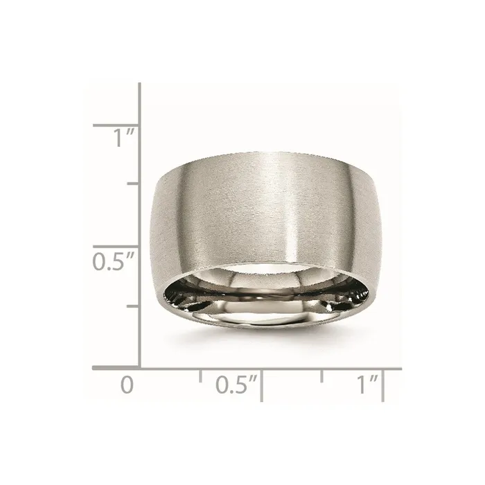 Rings TreasureFineJewelers Stainless Steel Brushed 12mm Half Round Band