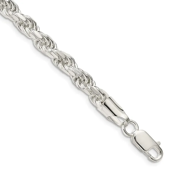 Rings TreasureFineJewelers Sterling Silver 575mm Diamondcut Rope Chain