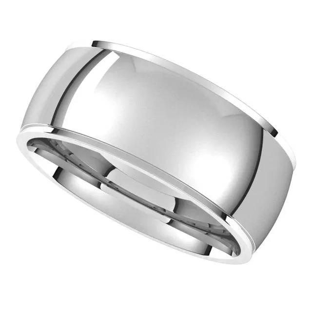 Rings TreasureFineJewelers Sterling Silver 8 mm Half Round Edge Comfort Fit Wedding Band