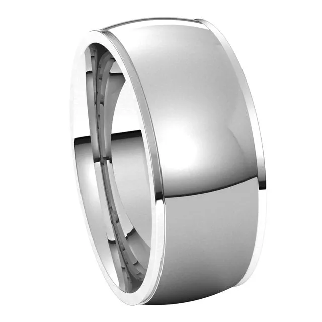 Rings TreasureFineJewelers Sterling Silver 8 mm Half Round Edge Comfort Fit Wedding Band