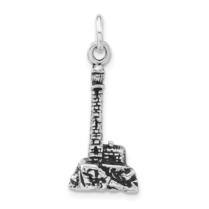 Rings TreasureFineJewelers Sterling Silver Antiqued Lighthouse Charm