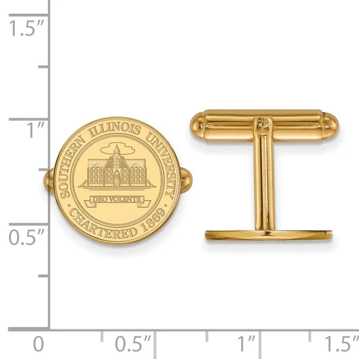 Rings TreasureFineJewelers Sterling Silver Goldplated Southern Illinois University Crest Cuff Links