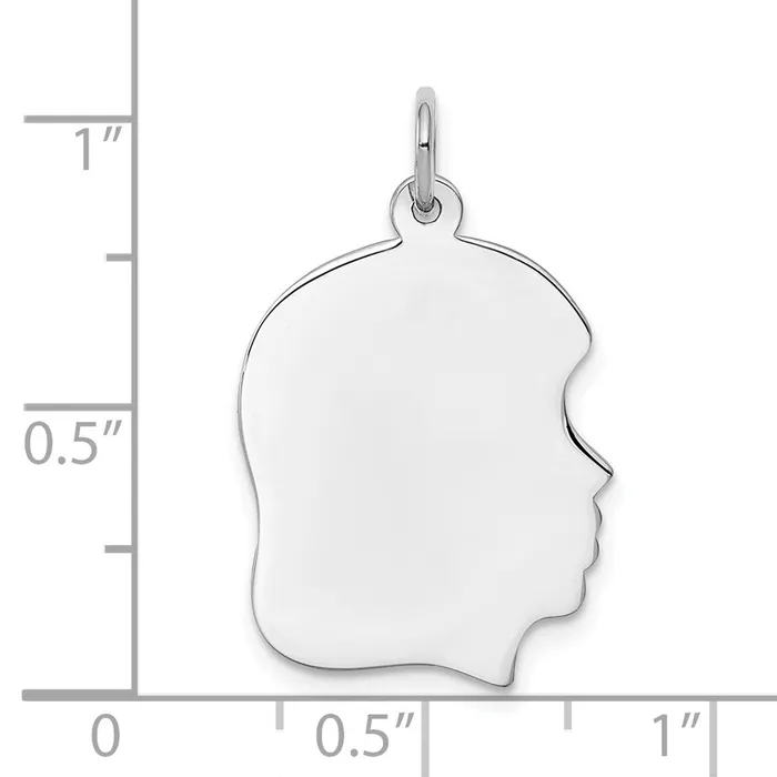 Rings TreasureFineJewelers Sterling Silver Rhodplate Eng Girl Polish FrontSatin Back Disc Charm