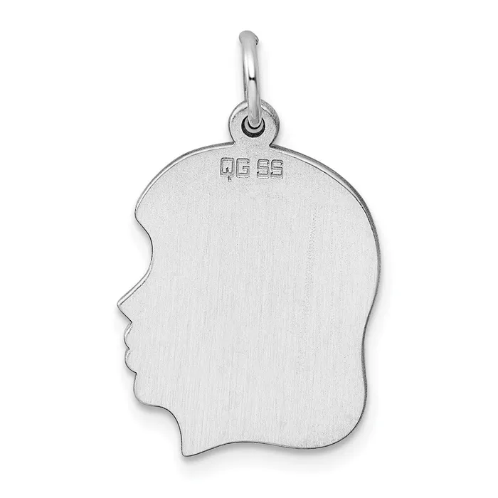 Rings TreasureFineJewelers Sterling Silver Rhodplate Eng Girl Polish FrontSatin Back Disc Charm