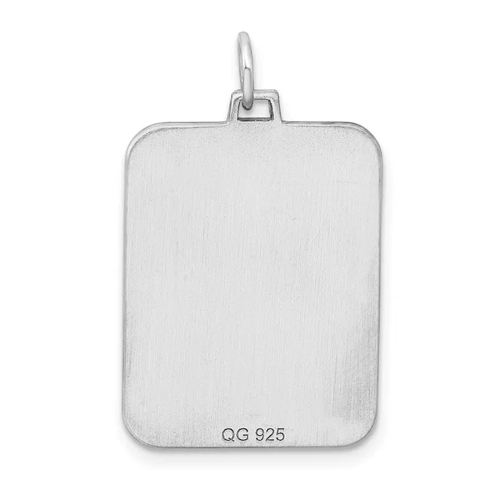 Rings TreasureFineJewelers Sterling Silver Rhodplate Eng Rect Polish FrontSatin Back Disc Charm