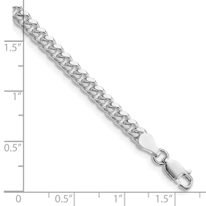 Rings TreasureFineJewelers Sterling Silver Rhodiumplated 4mm Domed w Side DC Curb Chain