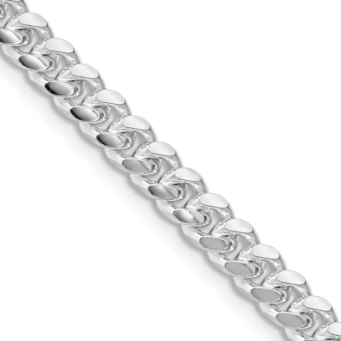 Rings TreasureFineJewelers Sterling Silver Rhodiumplated 5mm Domed w Side Dimondcut Curb Chain
