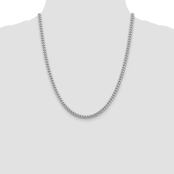 Rings TreasureFineJewelers Sterling Silver Rhodiumplated 5mm Domed w Side Dimondcut Curb Chain