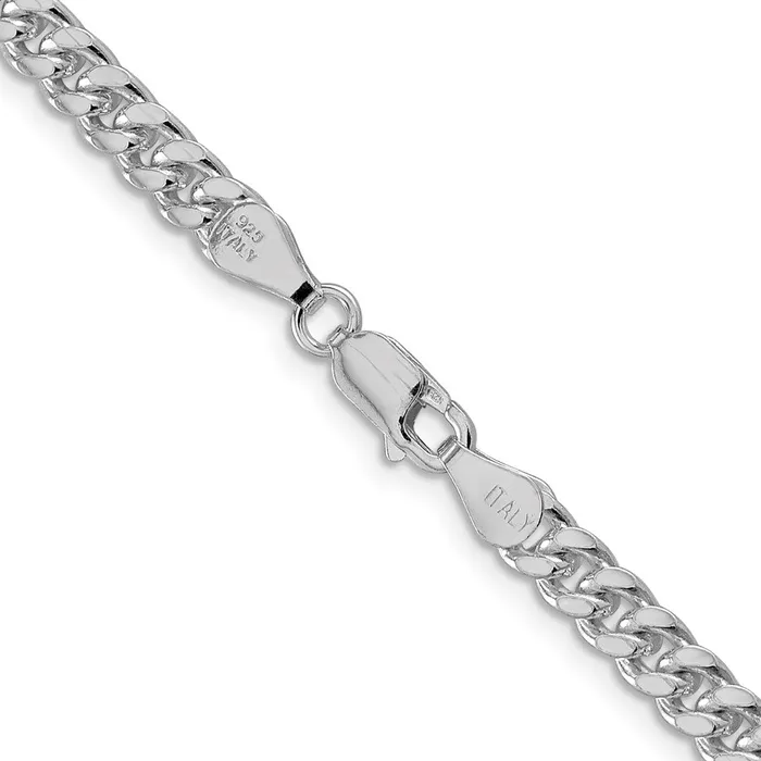 Rings TreasureFineJewelers Sterling Silver Rhodiumplated 5mm Domed w Side Dimondcut Curb Chain