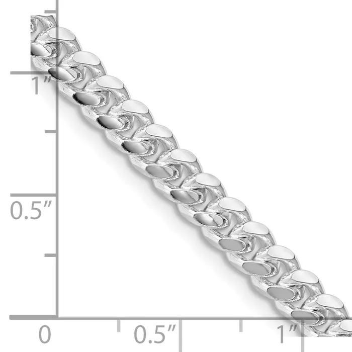 Rings TreasureFineJewelers Sterling Silver Rhodiumplated 5mm Domed w Side Dimondcut Curb Chain