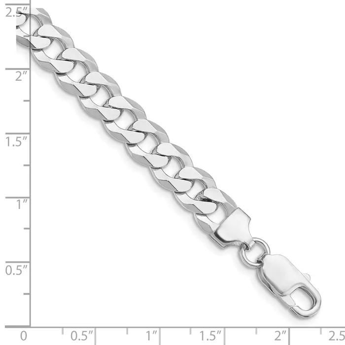 Rings TreasureFineJewelers Sterling Silver Rhodiumplated 85mm Flat Curb Chain