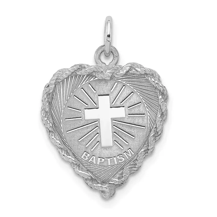 Rings TreasureFineJewelers Sterling Silver Rhodiumplated Baptism Disc Charm Rings TreasureFineJewelers Sterling Silver Rhodiumplated Baptism Disc Charm
