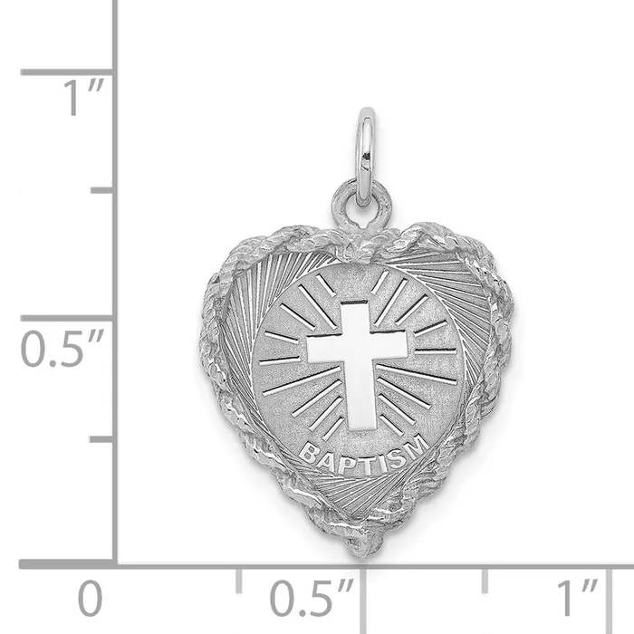 Rings TreasureFineJewelers Sterling Silver Rhodiumplated Baptism Disc Charm