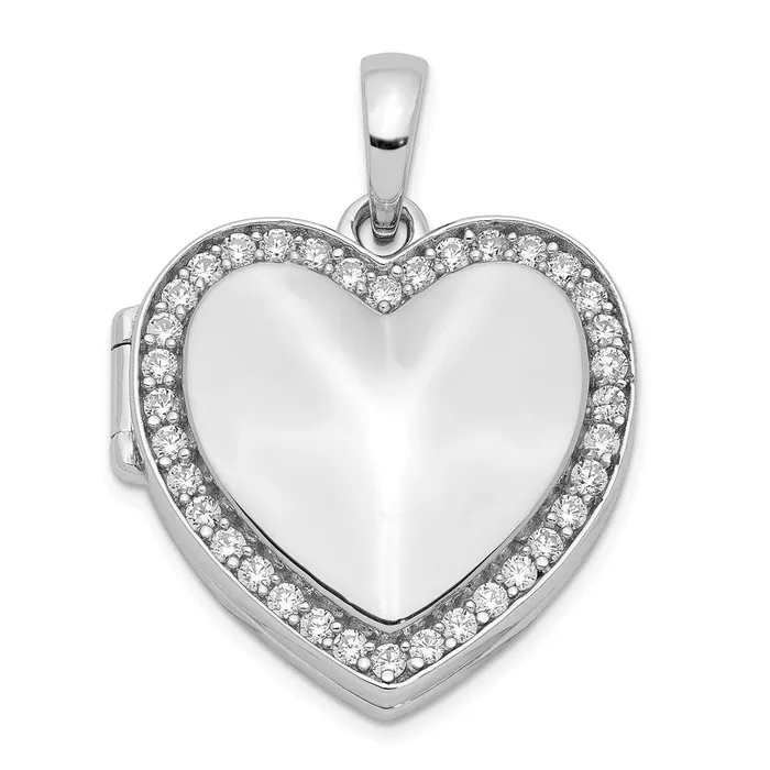 Rings TreasureFineJewelers Sterling Silver Rhodiumplated CZ 23mm Heart Locket Rings TreasureFineJewelers Sterling Silver Rhodiumplated CZ 23mm Heart Locket