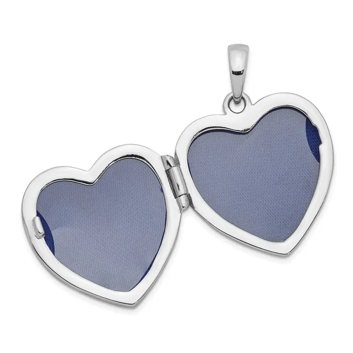 Rings TreasureFineJewelers Sterling Silver Rhodiumplated CZ 23mm Heart Locket